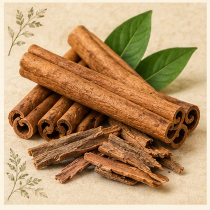 Cinnamon (Dalchini) botanical illustration