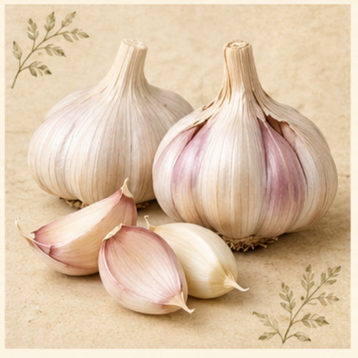 Garlic (Lasan) botanical illustration
