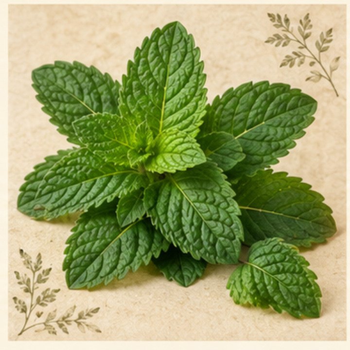 Peppermint (Pudina) botanical illustration